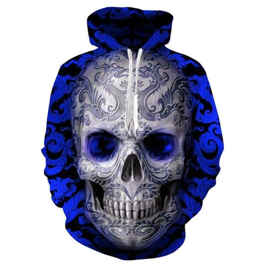 Blue/Red 3D Skull Hoodie Men Women Fashion Winter Spring Sportswear Hip Hop Tracksuit Brand Hooded Sweatshirt 2018 Top