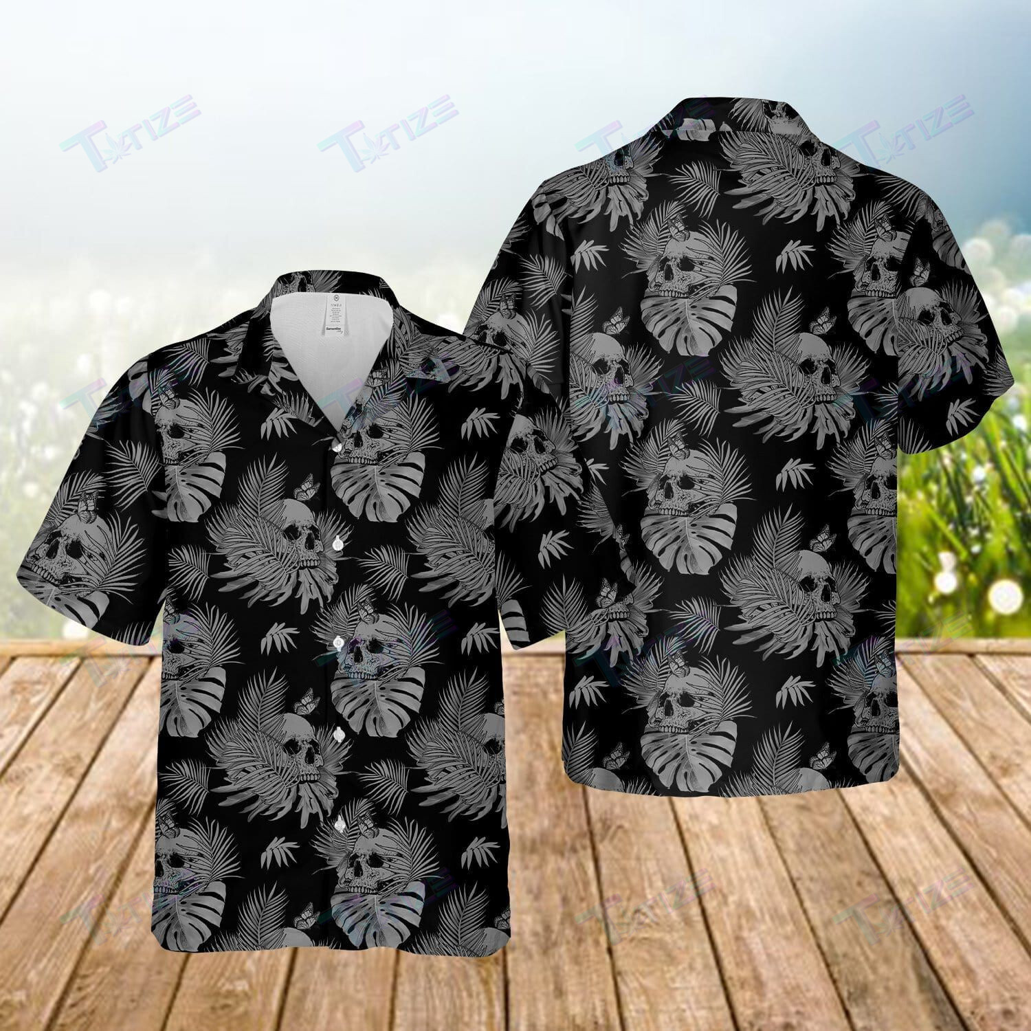 Gothic Skull With Butterfly Goth All Over Printed Hawaii Shirt Size S Ha83761