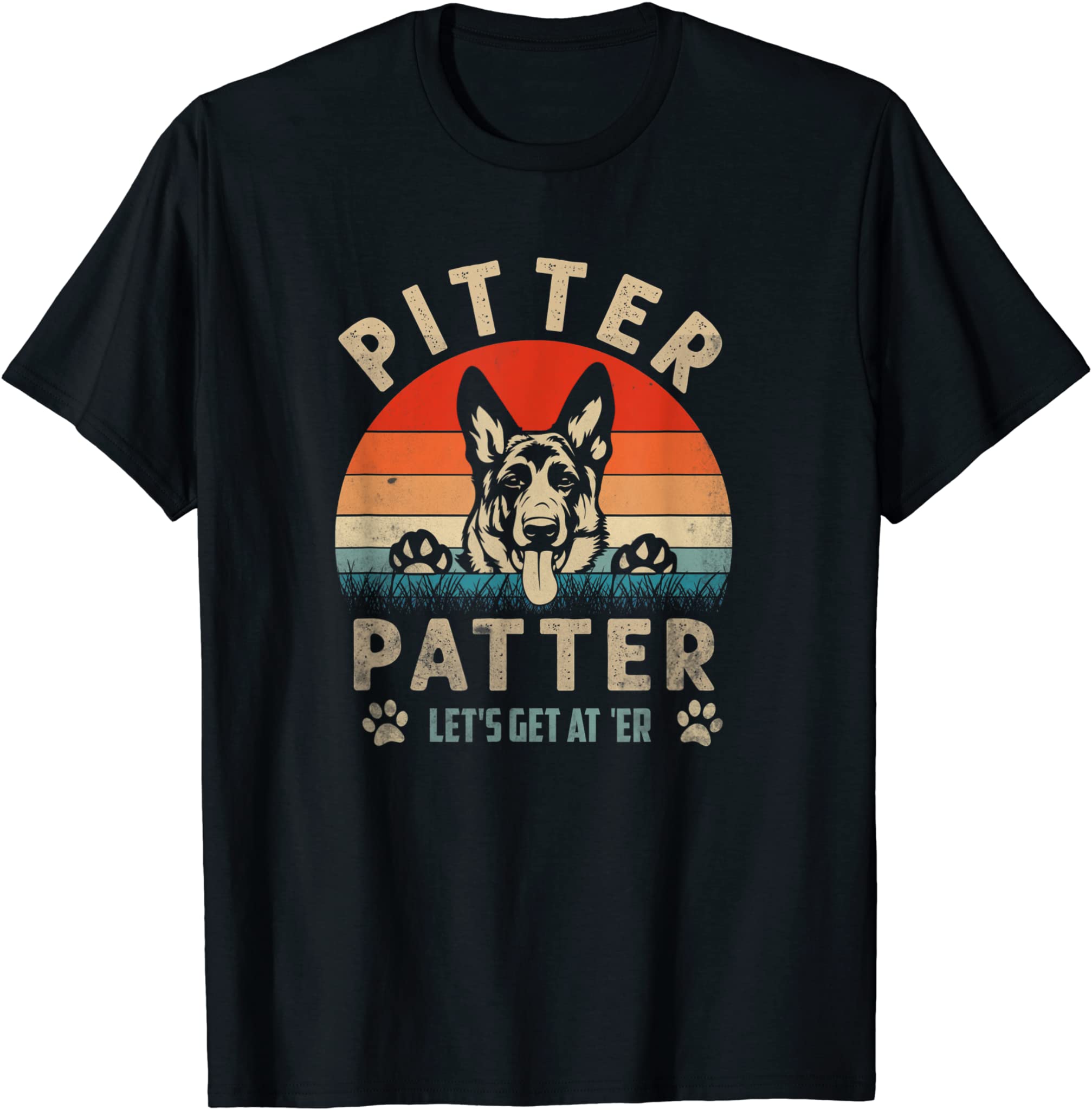 Funny Vintage Retro Pitter TShirt Patter German Shepherd Dog