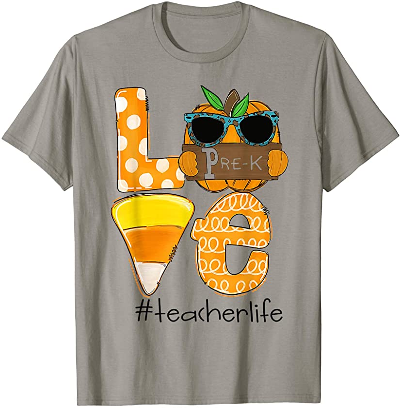 Love Pre-K Teacherlife Pumpkin Candy corn Halloween T-Shirt