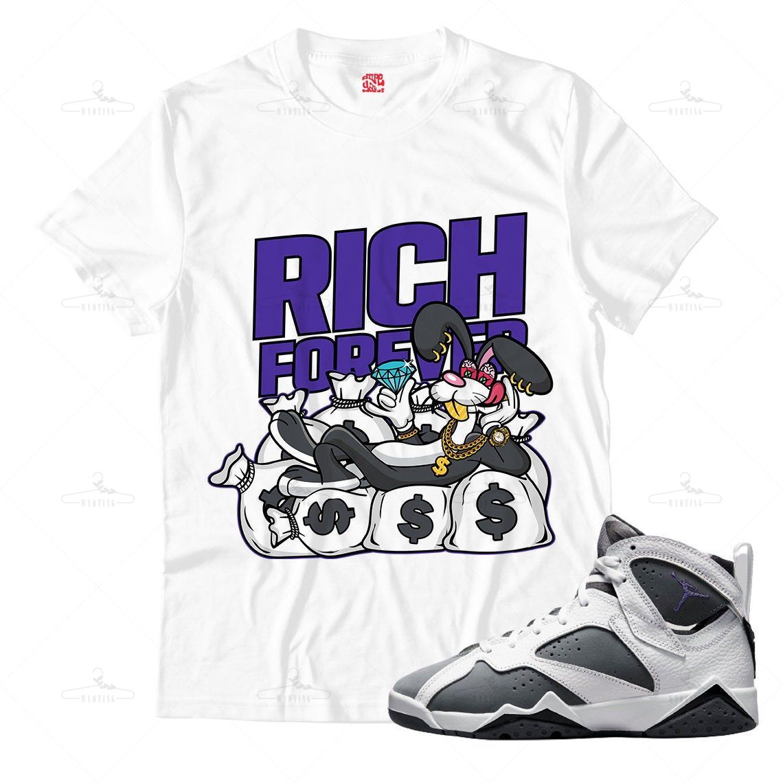 Rich Forever New Unisex Shirt Match Jordan 7 Flint
