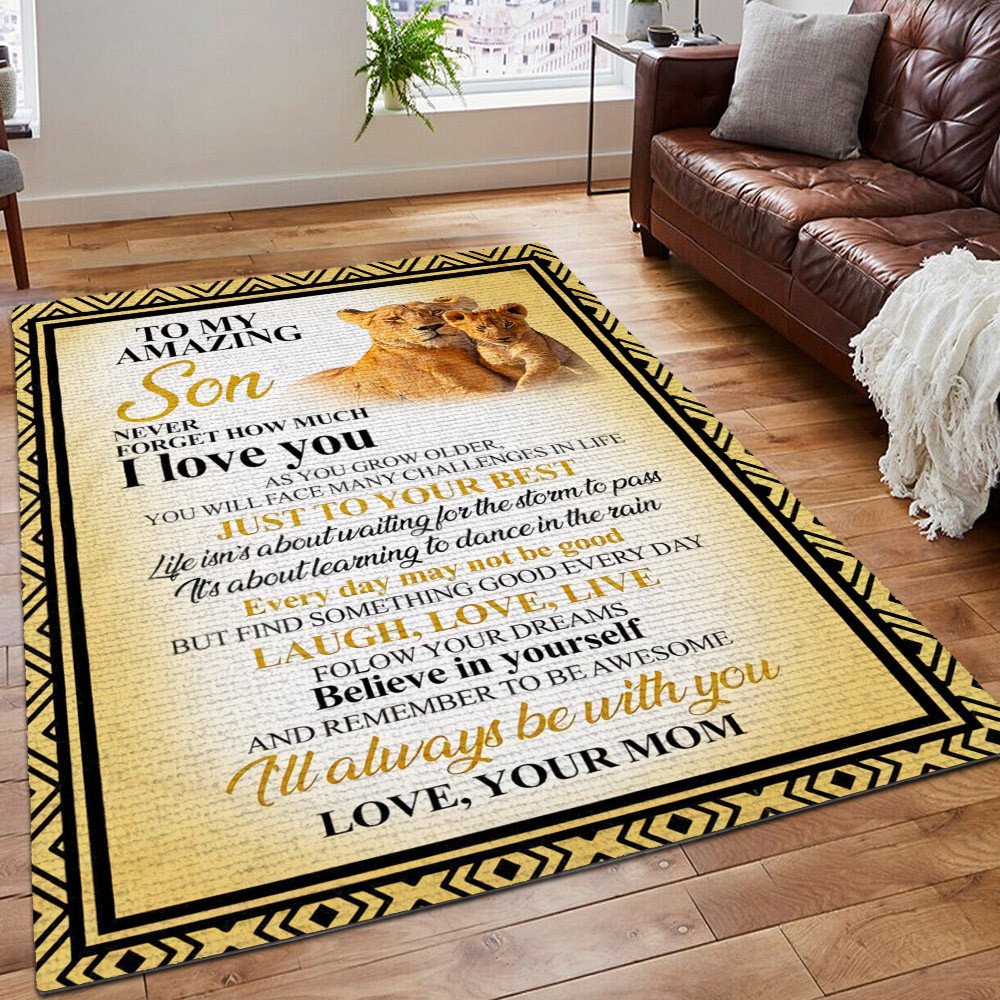 Thanks Son Rug, Funny Son Printing Floor Mat Carpet, Son Area Rug, Lion Rug, Custom To My Son Lion Rug, Gifts For Son