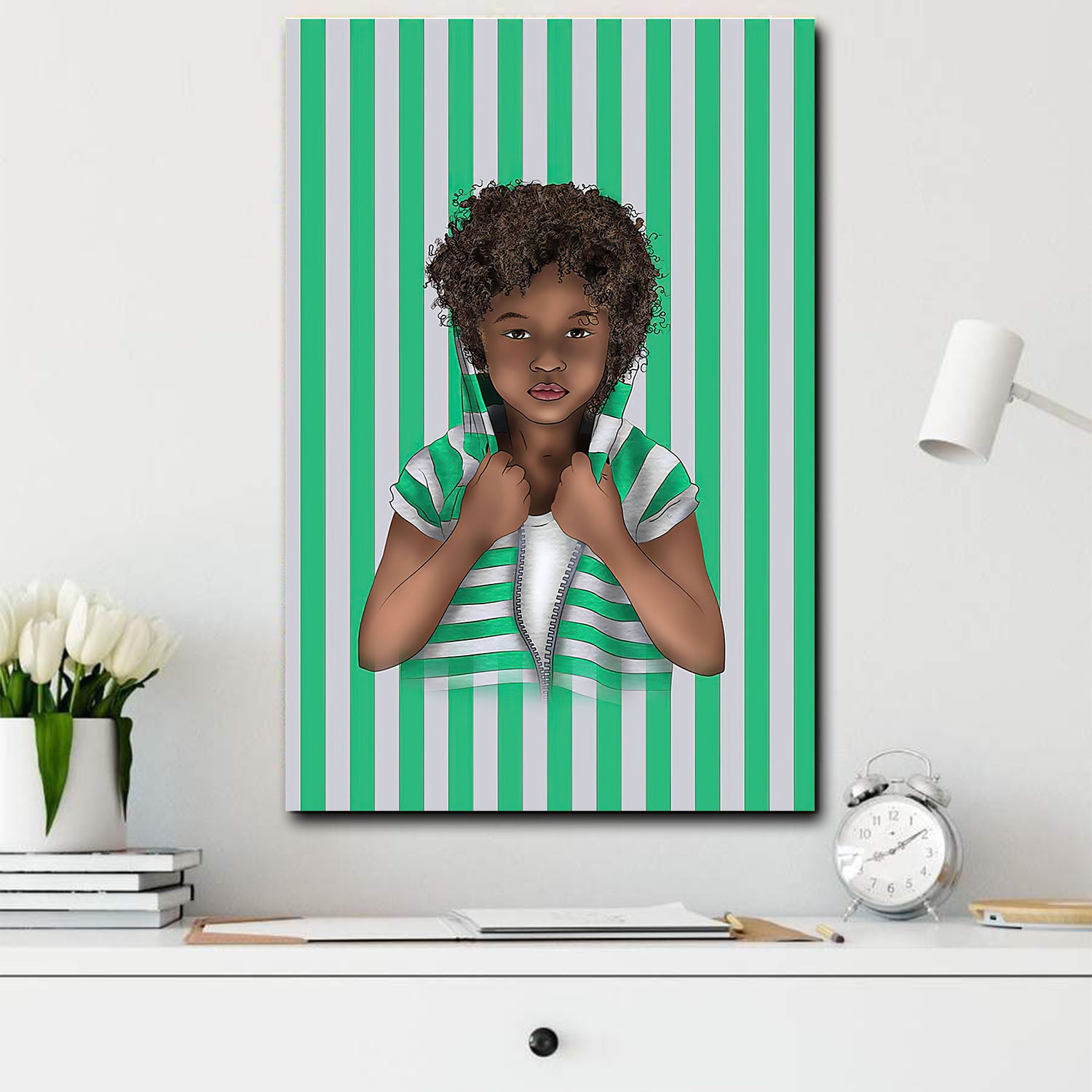 African American Art Poster Black Boy Cartoon Chibi South African Decor