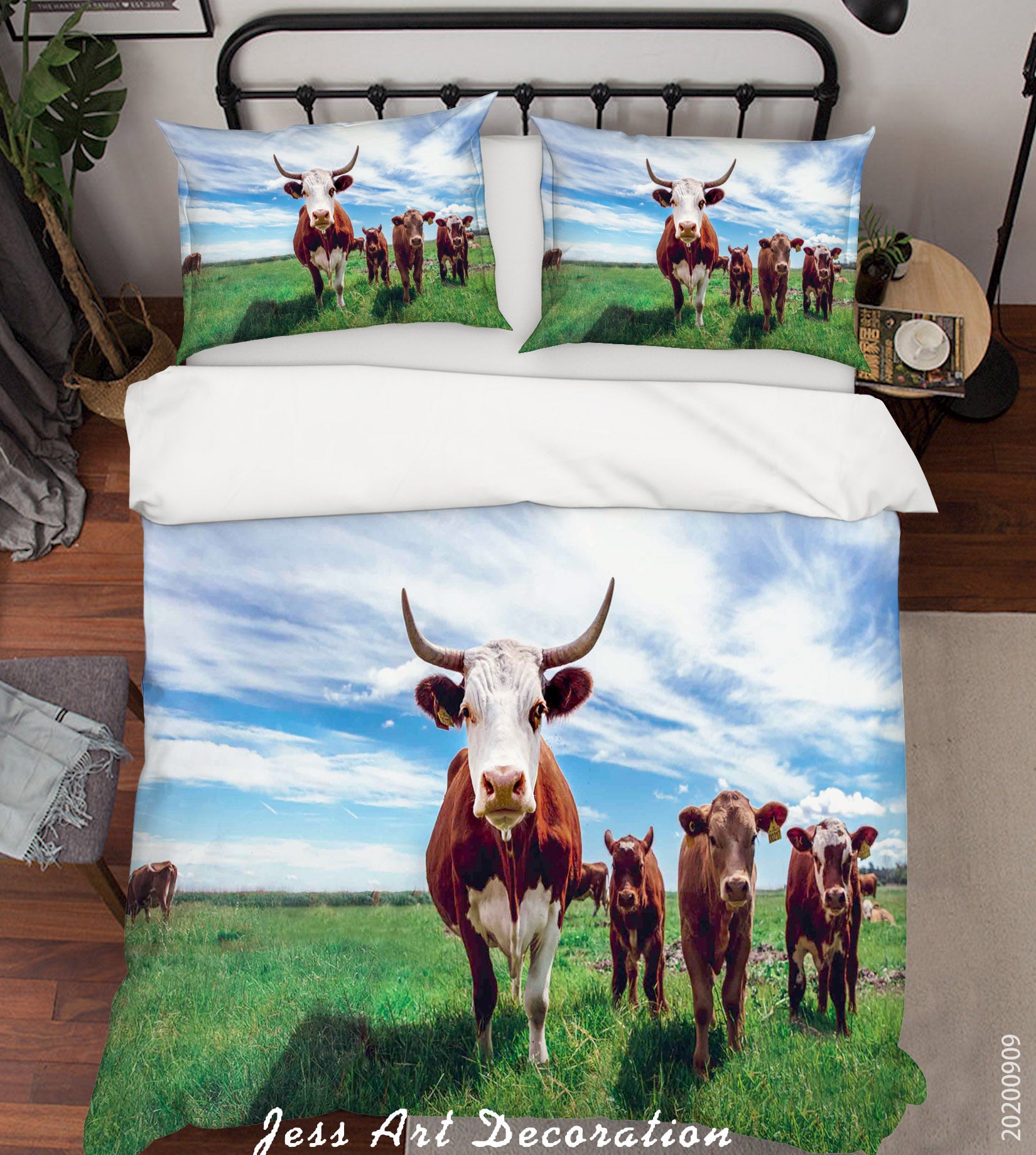 3D Nature Animal Cow Quilt Cover Set Bedding Set Duvet Cover Pillowcases Wj 6047