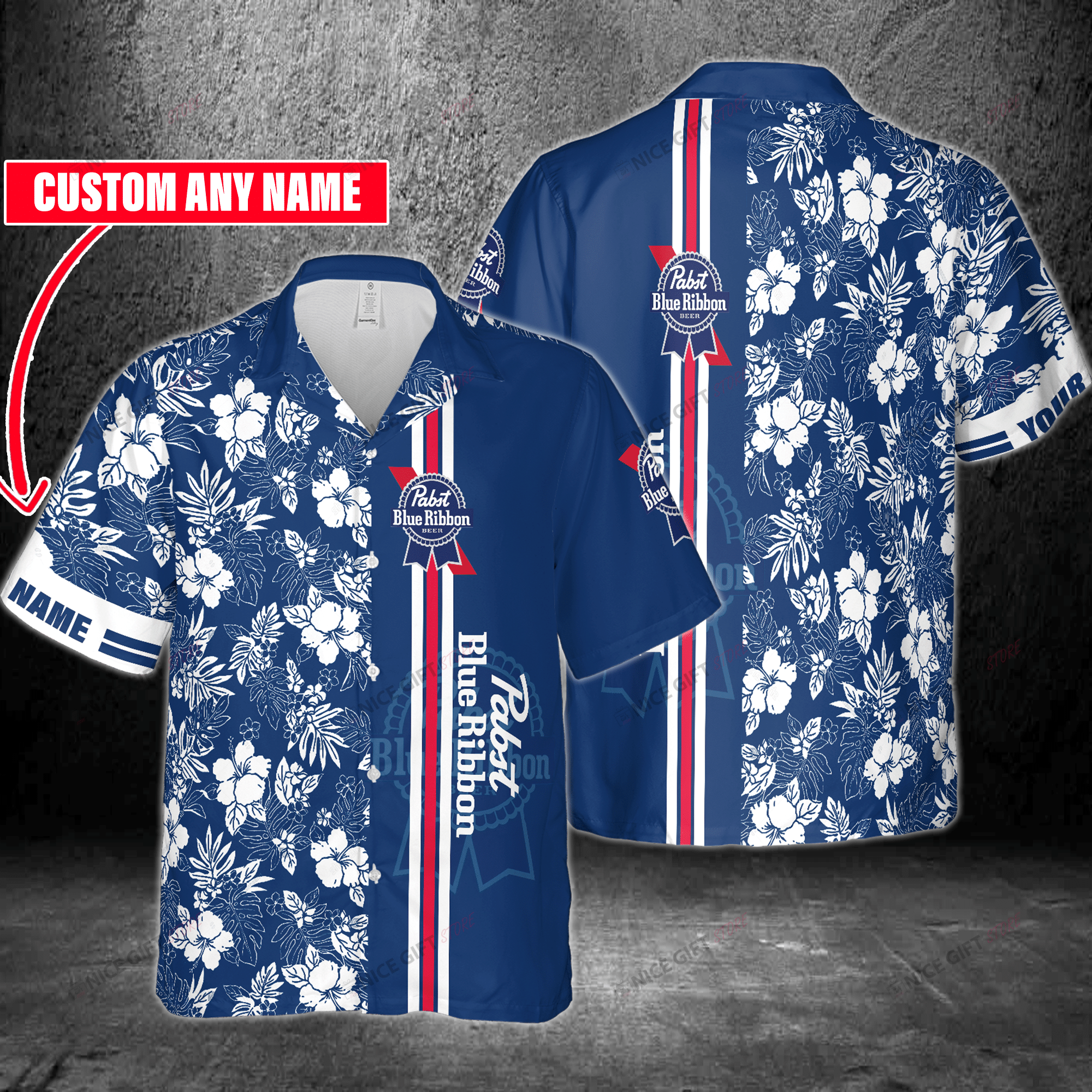 Pabst Blue Ribbon Custom Name Hawaiian Shirt 3Hs-D6E1