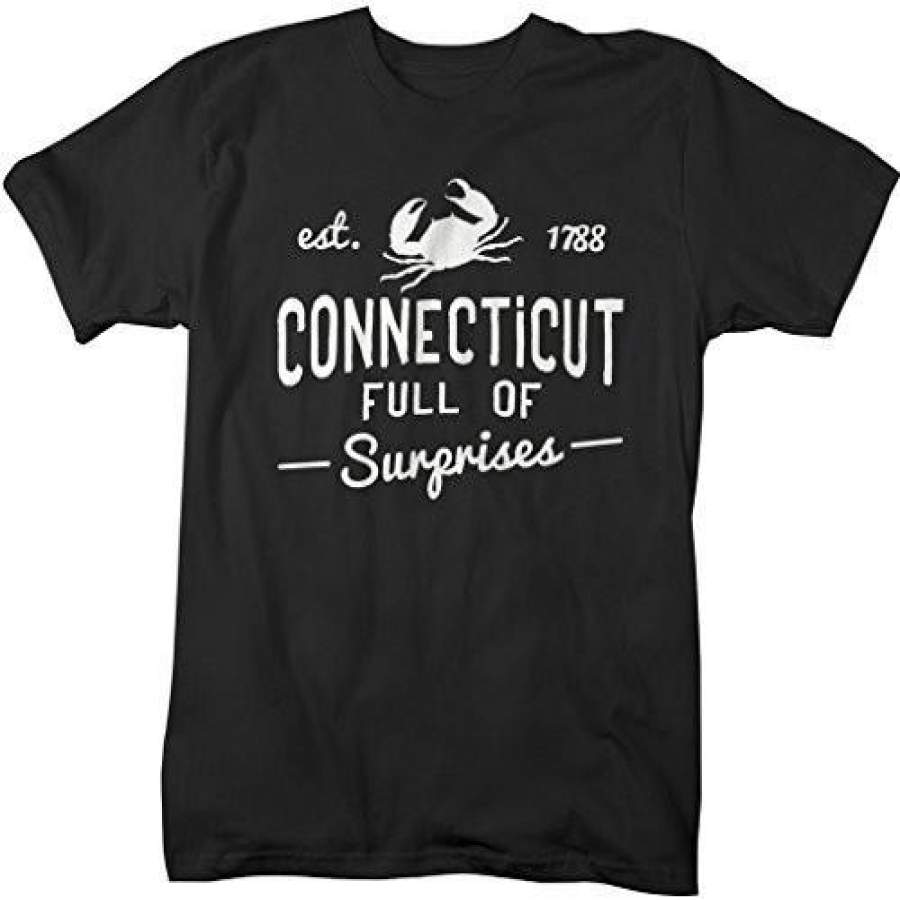 Shirts By Sarah Men’s Connecticut Shirts State Slogan T-Shirt Crab Est. 1788