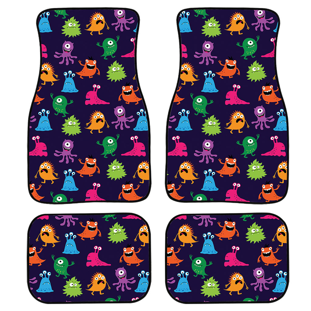 Cute Monster Pattern Print Front And Back Car Floor Mats, Front Car Mat