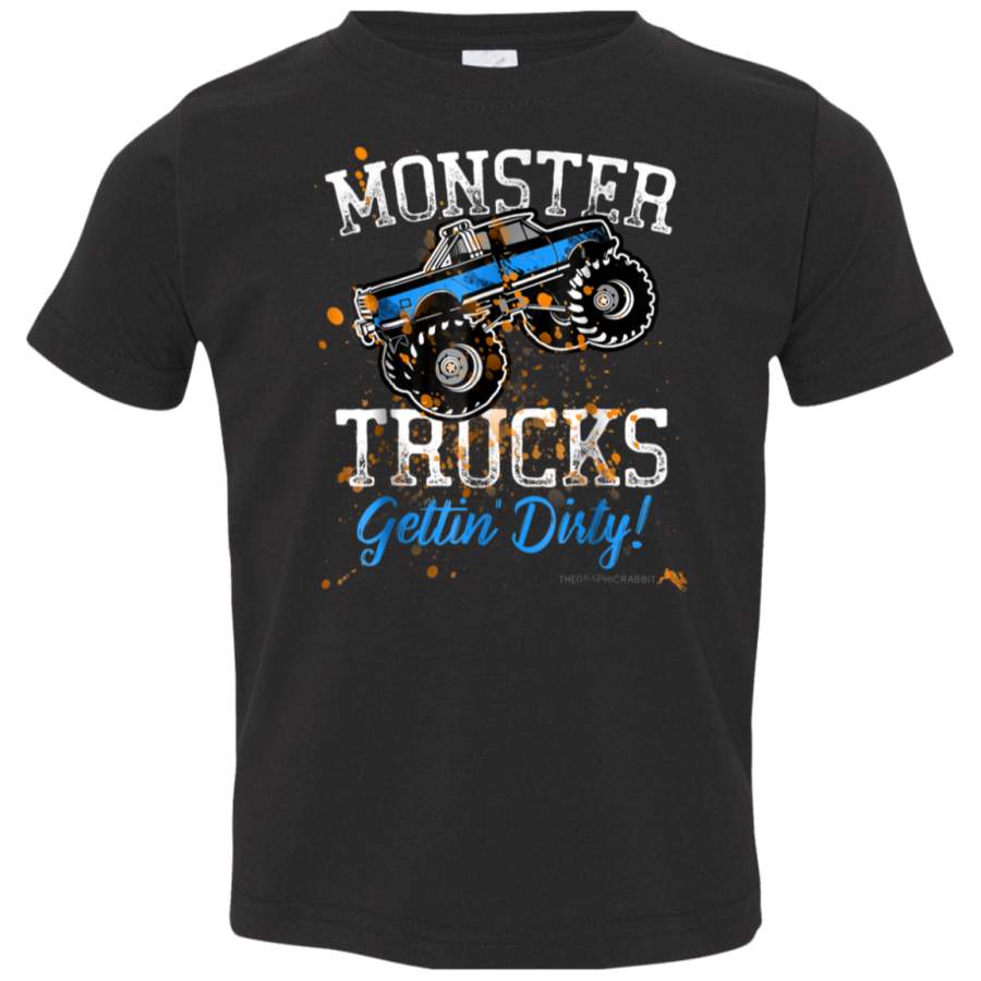 Monster Truck Shirt Getting Dirty for Kids Boys Girls  Dad 3321 Rabbit Skins Toddler Jersey T-Shirt