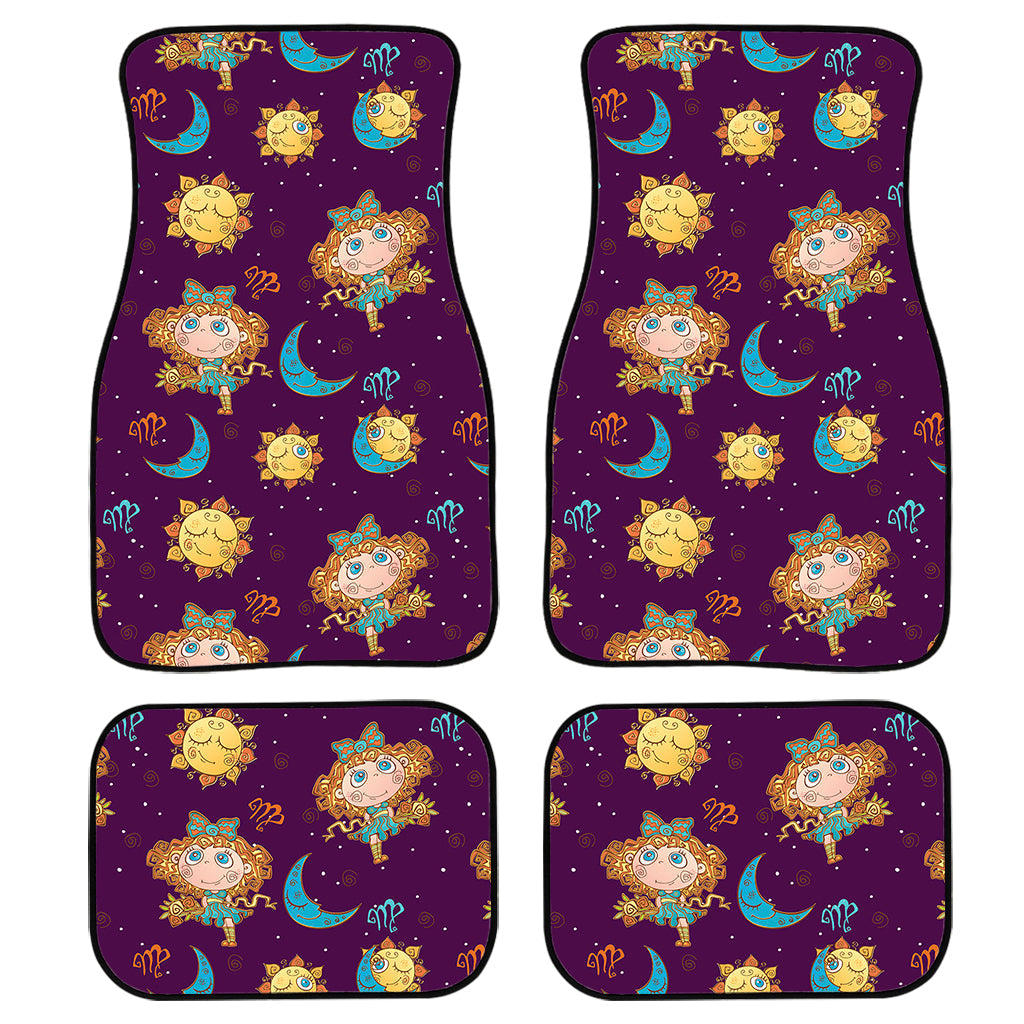 Cute Cartoon Virgo Pattern Print Front And Back Car Floor Mats, Front Car Mat