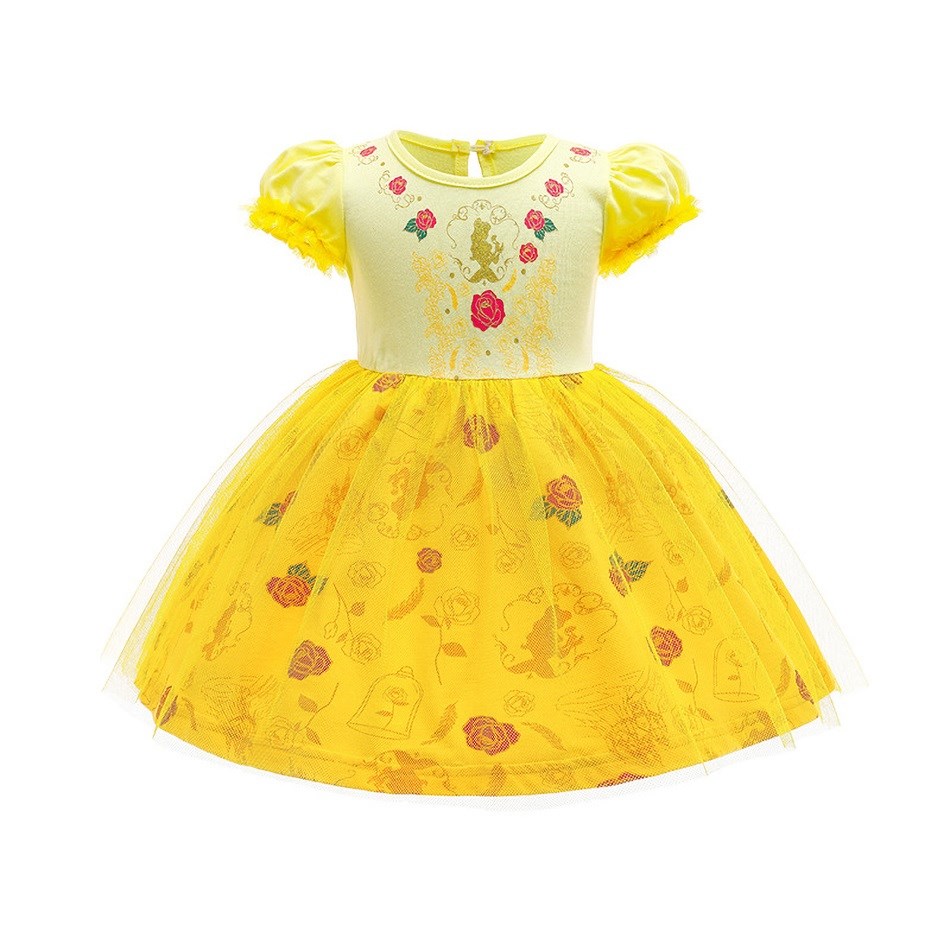 Toddler Belle Vestidos Baby Elsa Carnival Layered Clothing Kids Cinderella Christmas Tulle Dress Halloween Print Costume alx