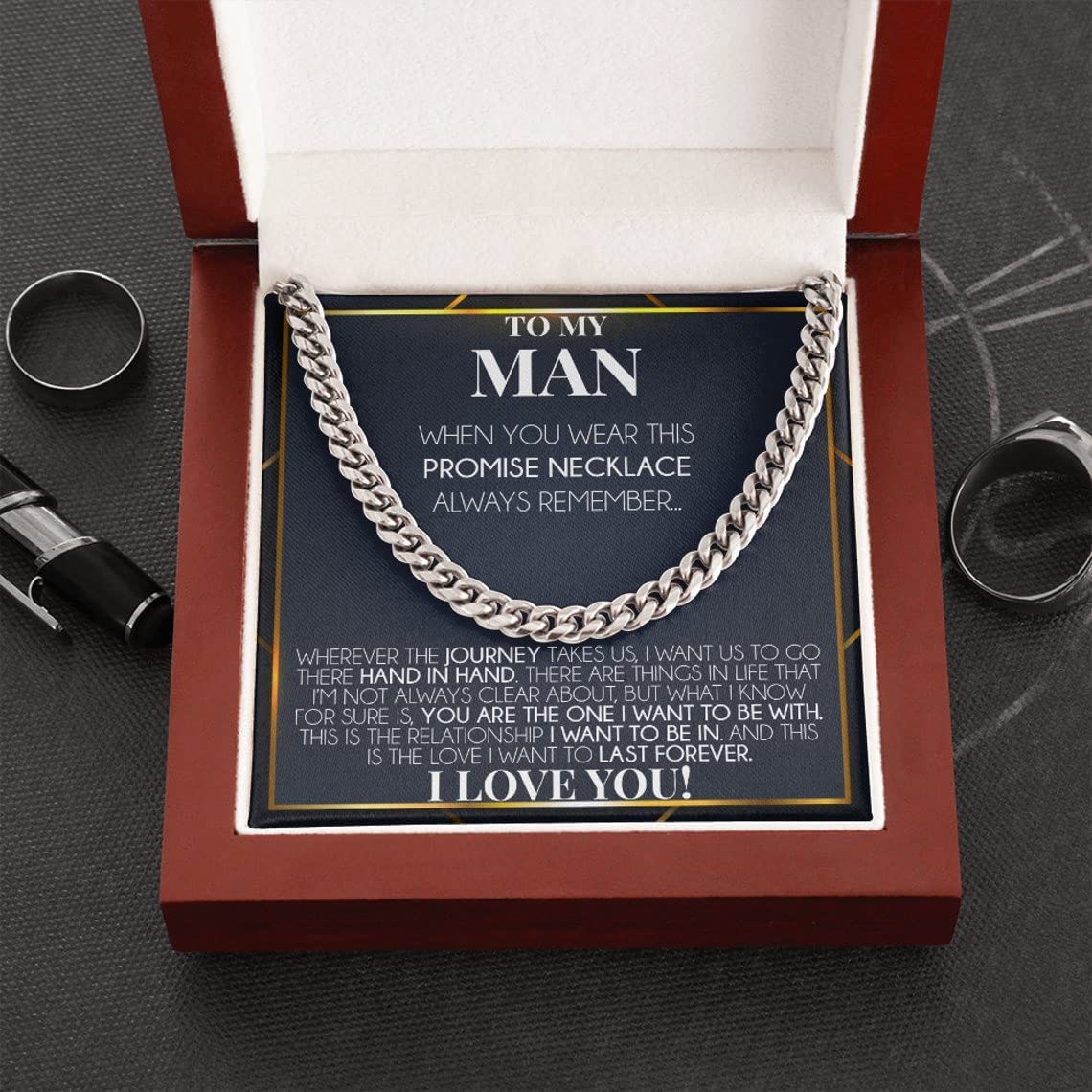 To My Man Cuban Chain Necklace, Husband Necklace From Wife, Necklace For Boyfriend, Mens Cuban Chain Necklace For Fiance, Mens Necklaces For Him,