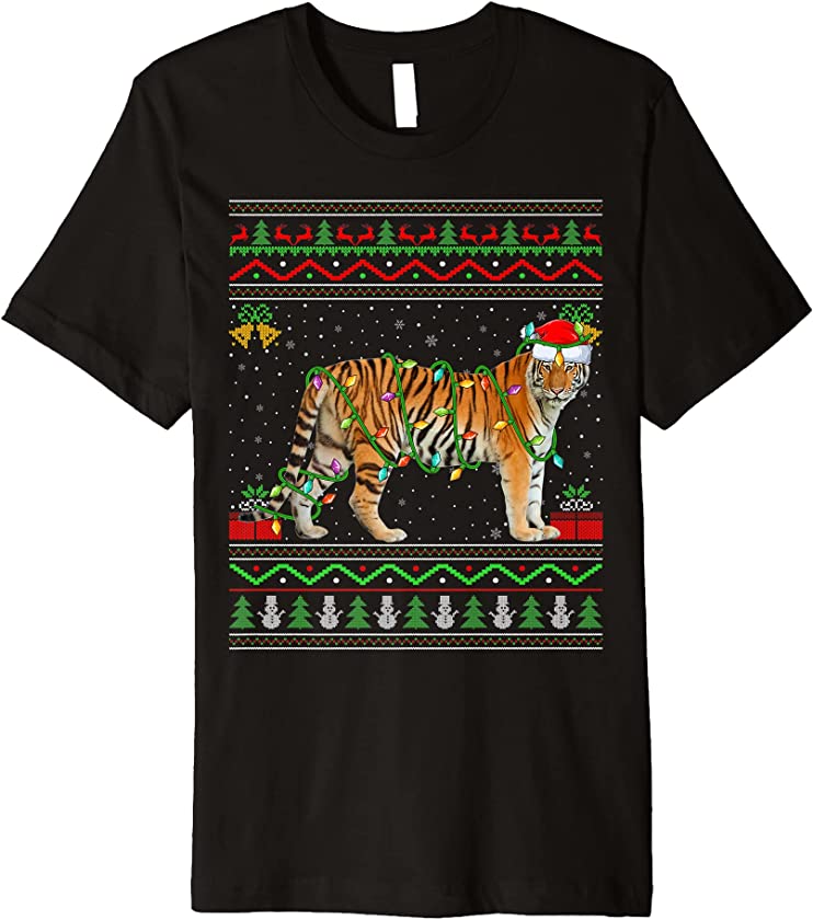 Bengal Tiger Lover Xmas Matching Ugly Bengal Tiger Christmas Premium T-Shirt