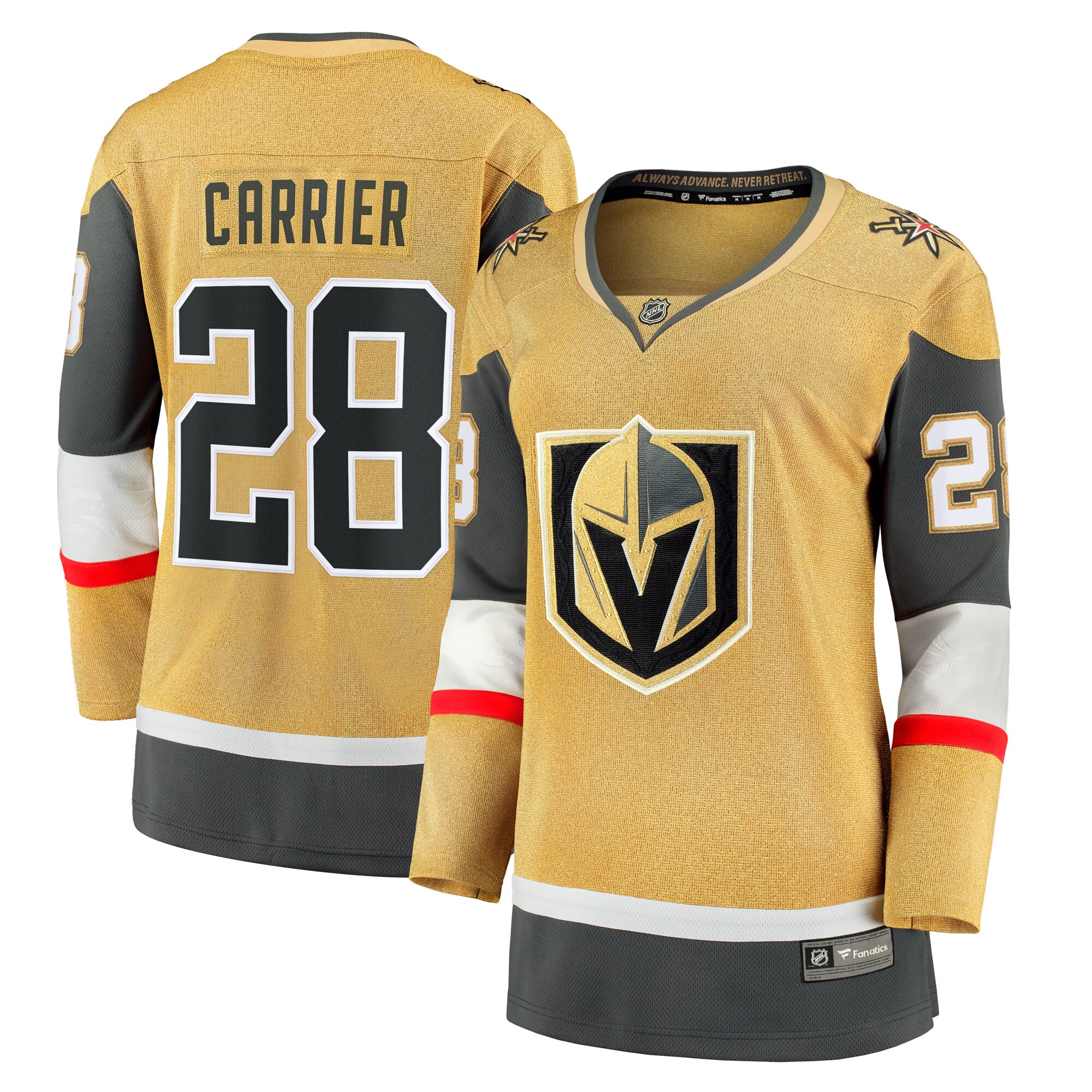 Women's Vegas Golden Knights William Carrier Gold Home Breakaway Player Jersey