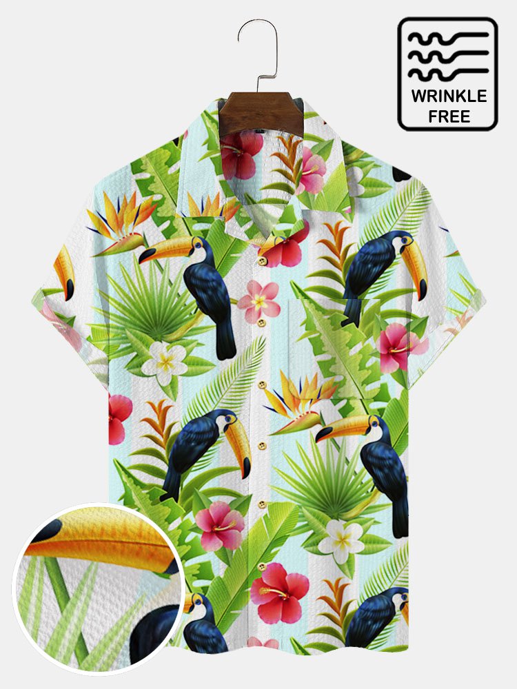 Beach Holiday Casual Hawaii Shirts Wrinkle Free Seersucker Tactical Ha88923