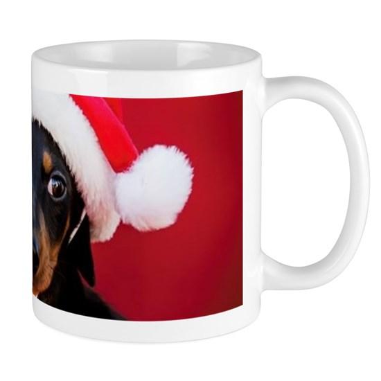 Dachshund Puppy Wearing A Santa Hat Mug