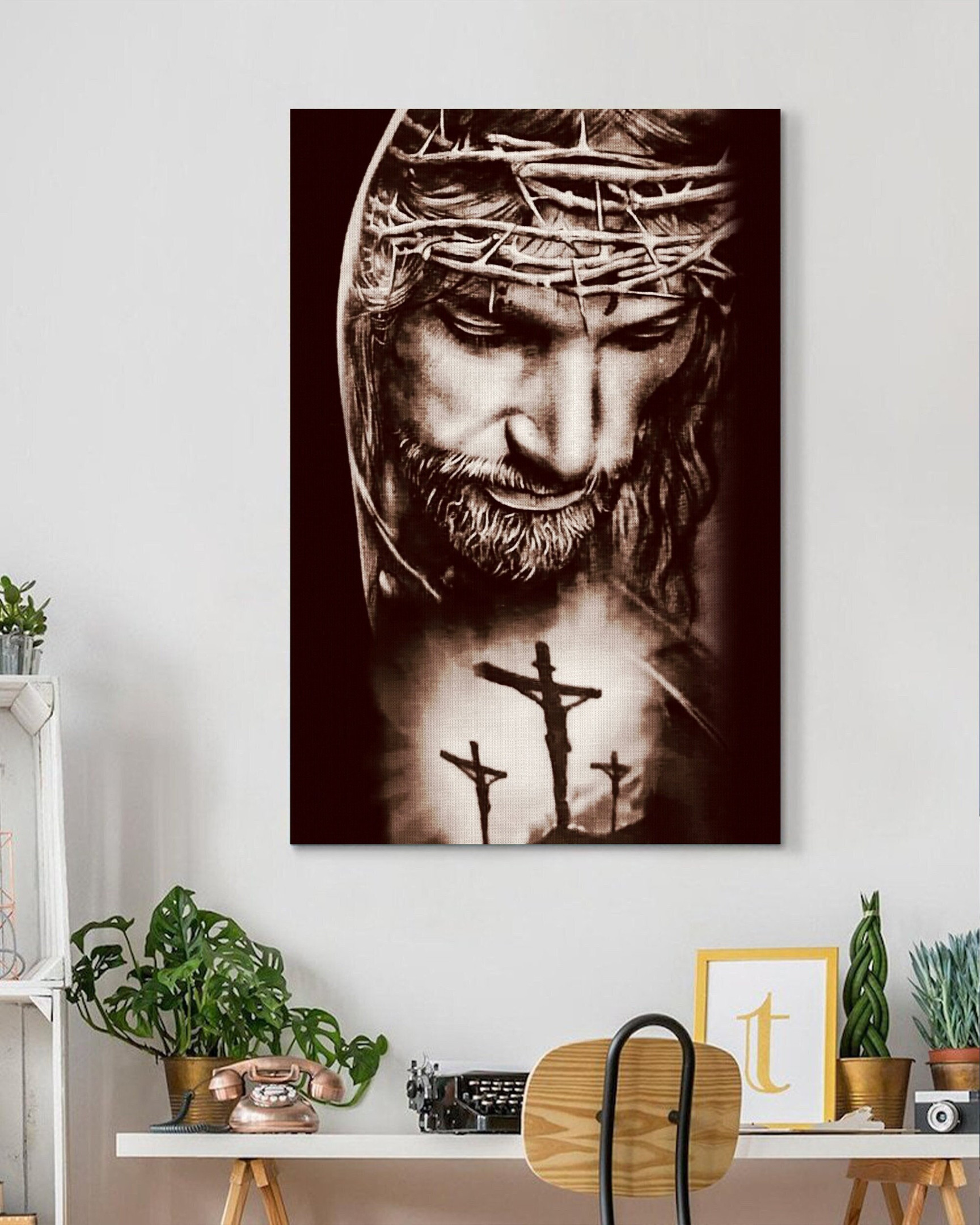 & Canvas | Jesus God, Christian Cross| Don’T Be Afraid, Religious Gift, Patriotic Home Decor Vertical Jesus Wall Art, Jesus Decor