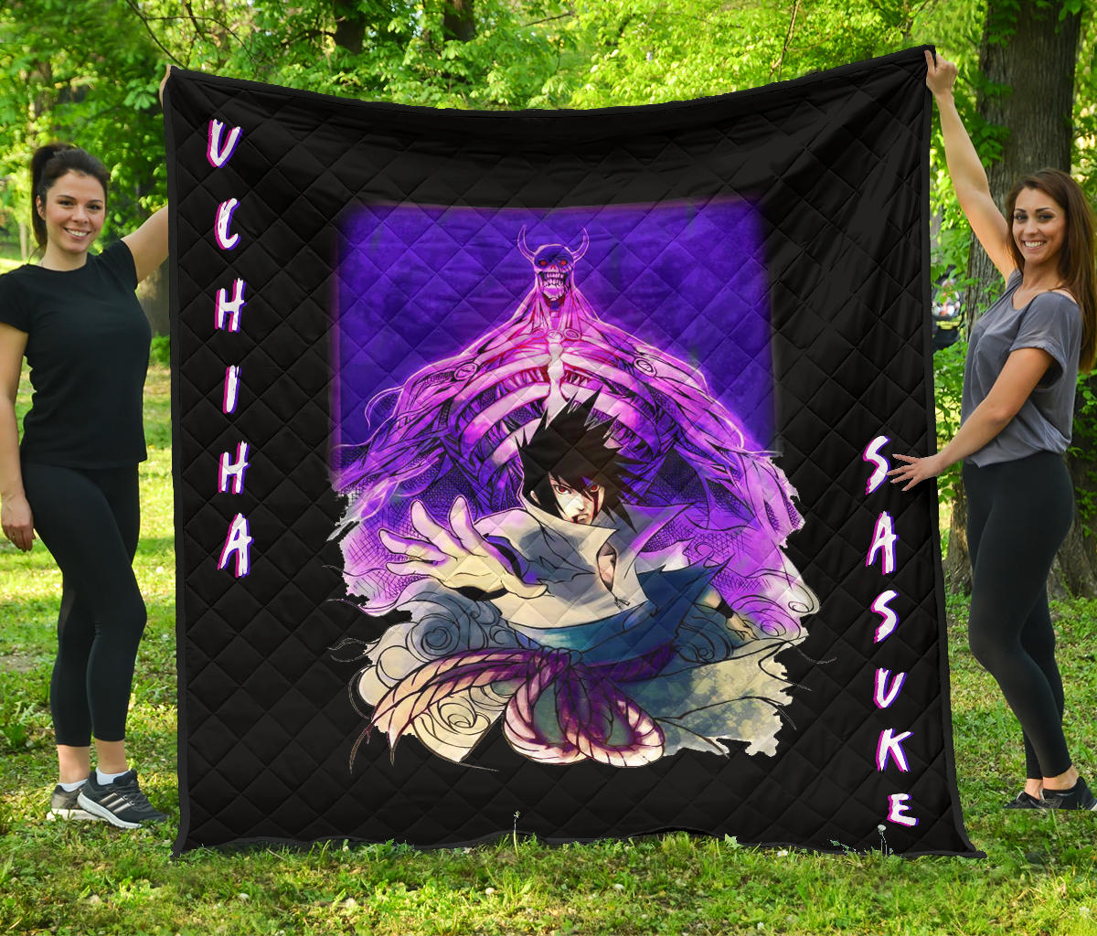 Naruto Anime Premium Quilt – Uchiha Sasuke Shraingan Power Purple Susano Quilt Blanket