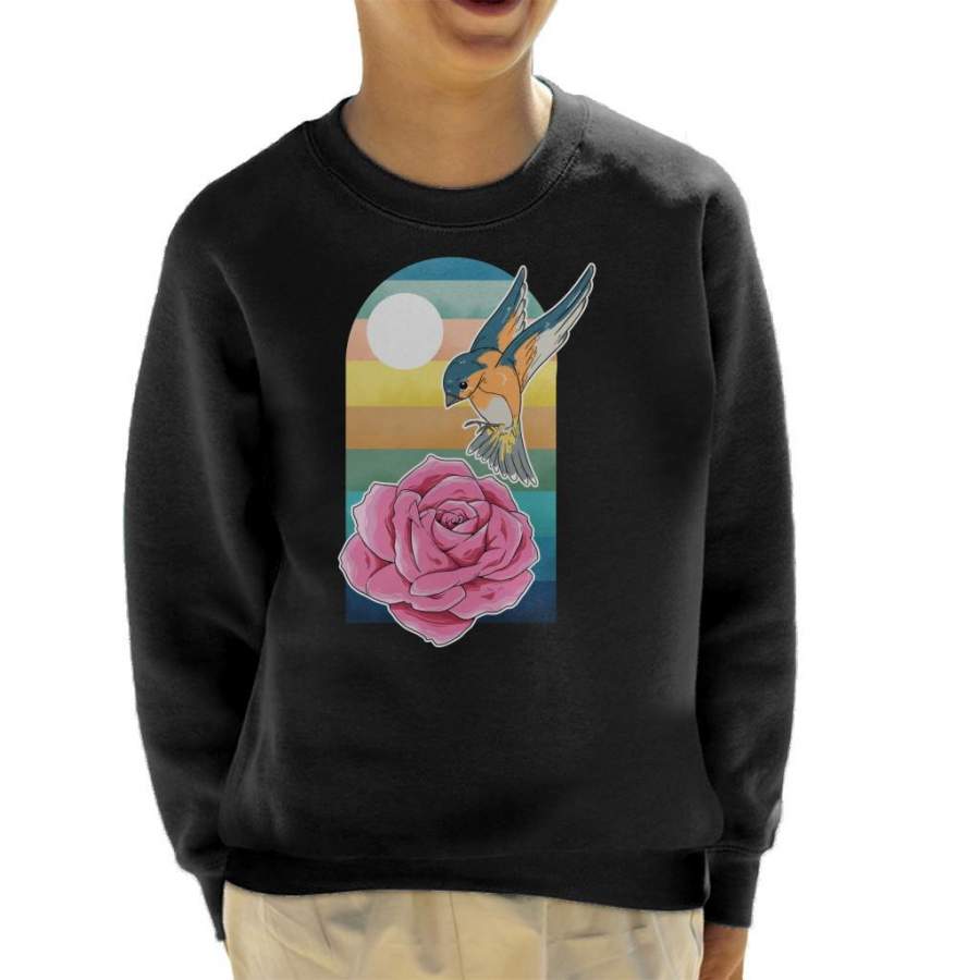 Bird And Fower Sunset Kid’s Sweatshirt