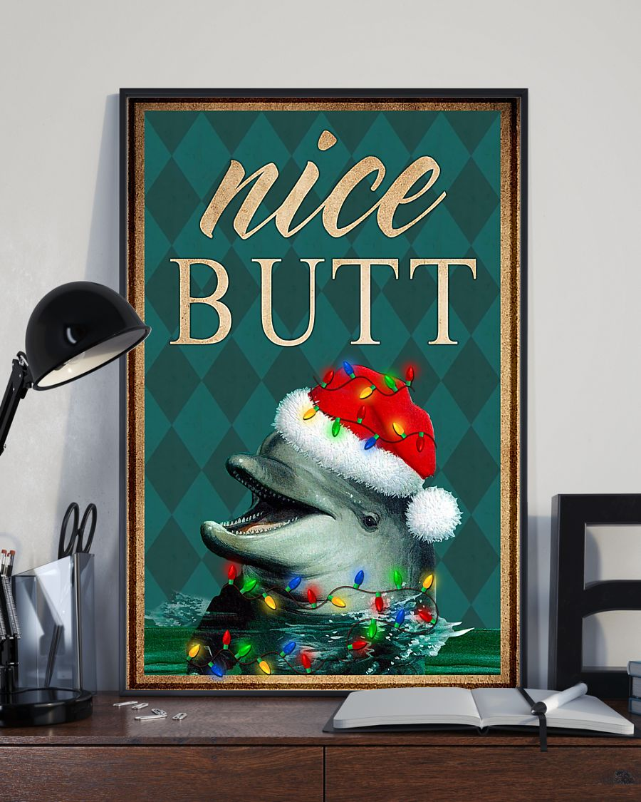 Christmas Dolphin Nice Butt Funny Poster Dolphins Loves Vintage Canvas And Poster, Canvas Prints, My Poster Wall, Canvas Wall Art, Wall Decor Visual Art – Mostsuit