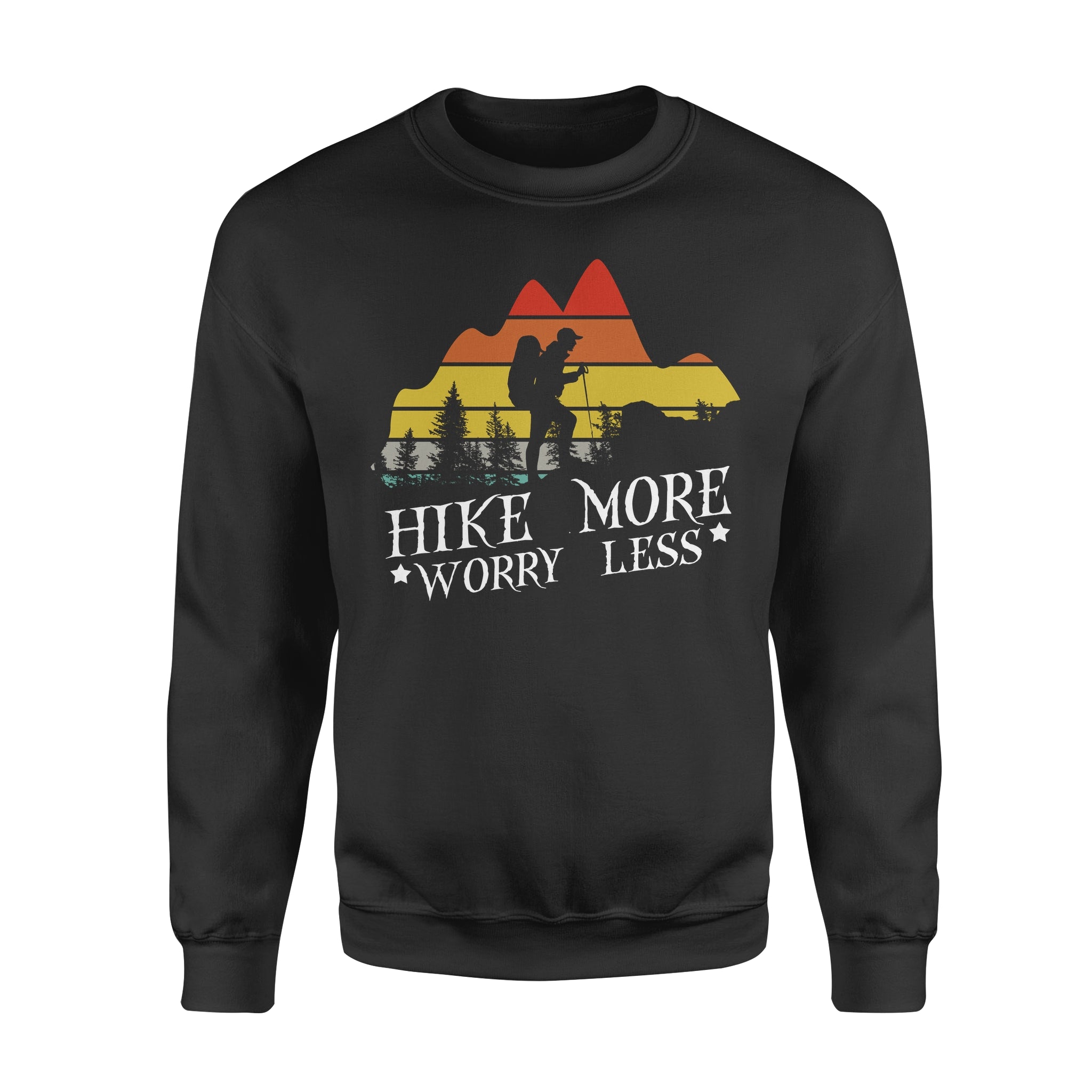 Vintage Hike More Worry Less Hiking Lovers Gift – Premium Crew Neck Sweatshirt