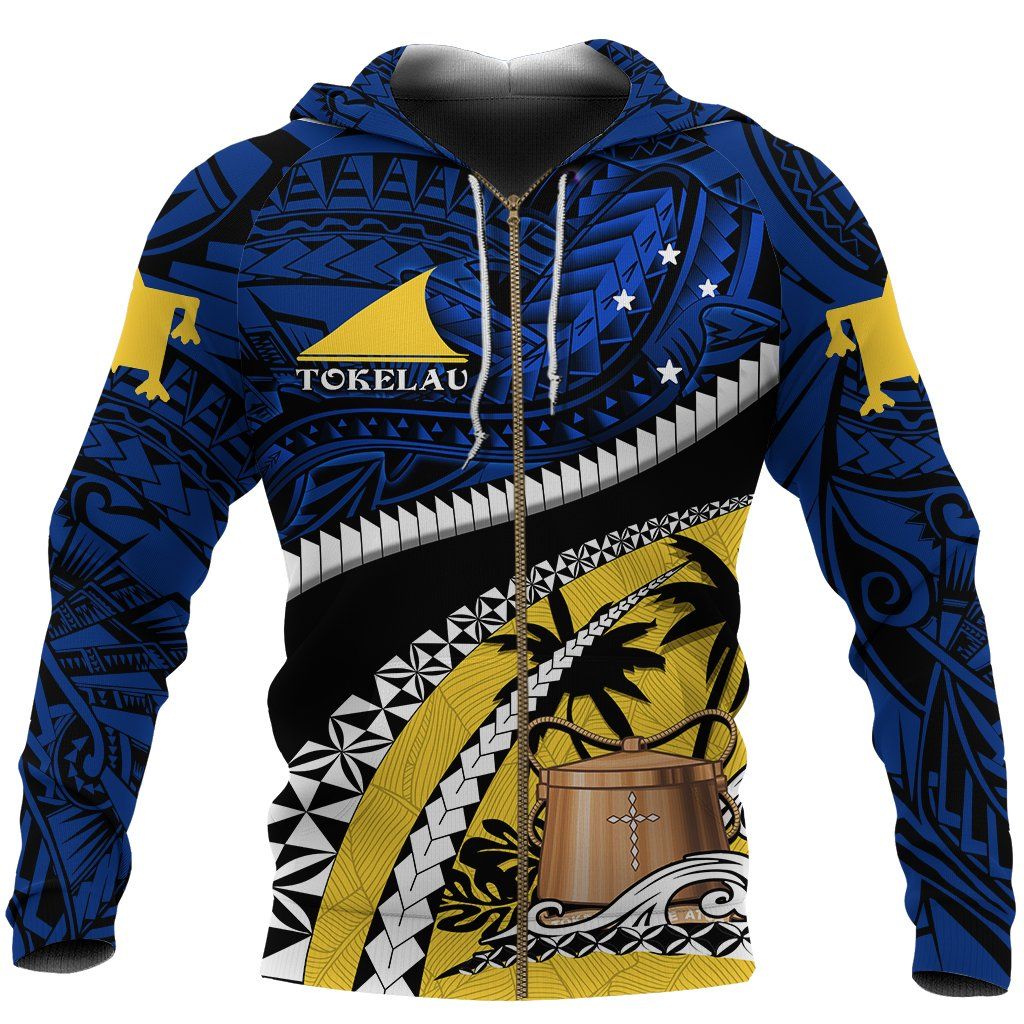 Tokelau Zip Hoodie Polynesian Shark Tattoo K4