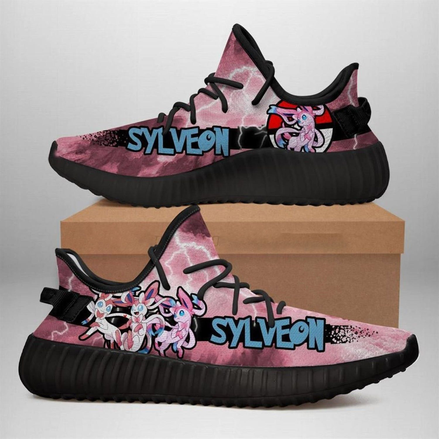 Sylveon Yz Pokemon Anime Black 350 Shoes Birthday Gift Idea For Him Son Boyfriend Father’S Day Shoes Yeezy Sneakers H94