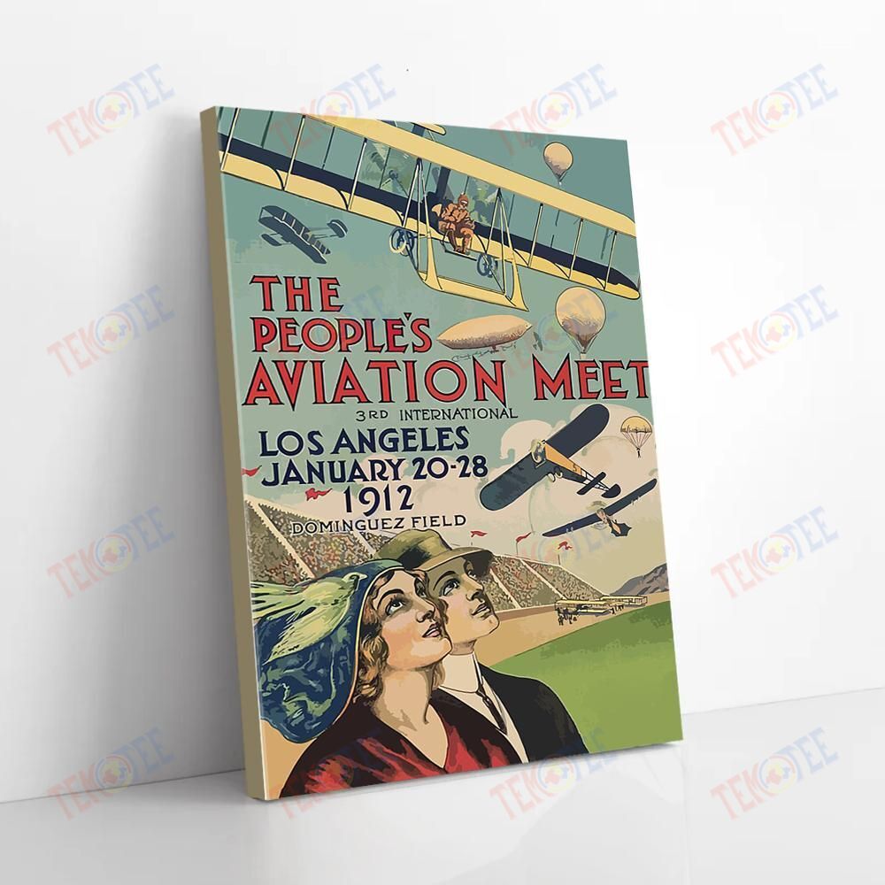 Best Canvas Prints The People Aviation Meet Los Angeles Vintage Pilot Canvas Delightful Wall Art Home Decoration