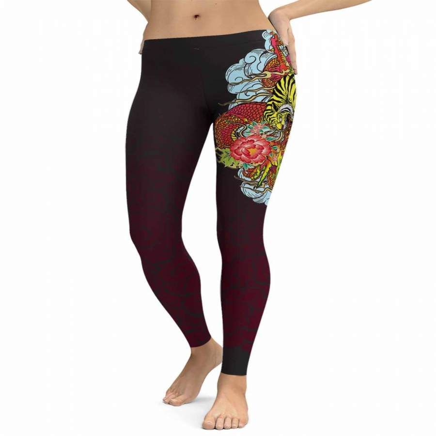 Dragon Tiger Red Leggings