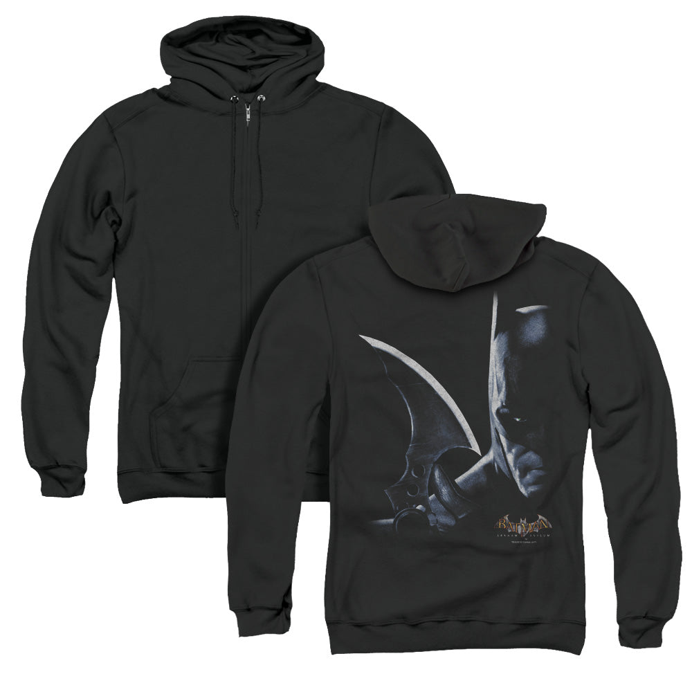 Batman Aa Arkham Batman Back Print Zipper Mens Hoodie Black