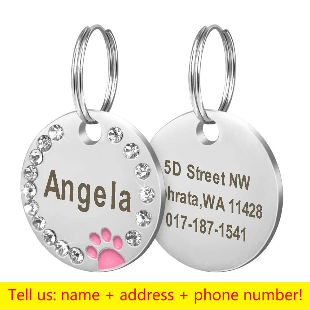 Personalized Dog Tag Custom Pet Puppy Cat ID Tag Dog Collar Accessories Engraved Stainless Steel Name Number For Dogs Cats alx