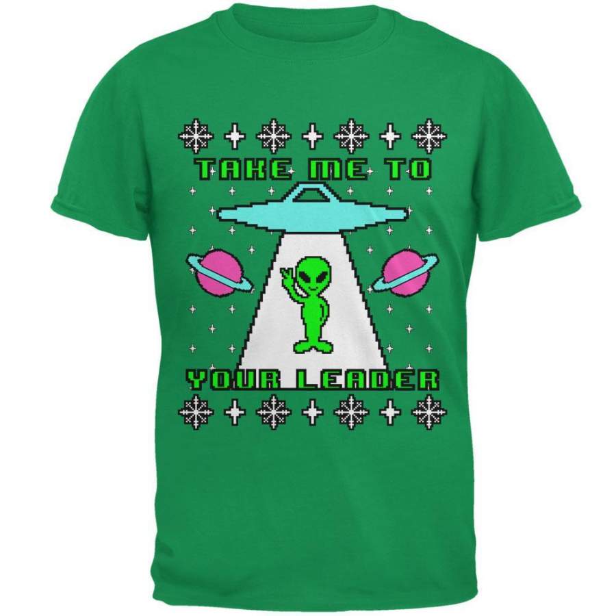 Alien Take Me to Your Leader Ugly Christmas Sweater Mens T Shirt