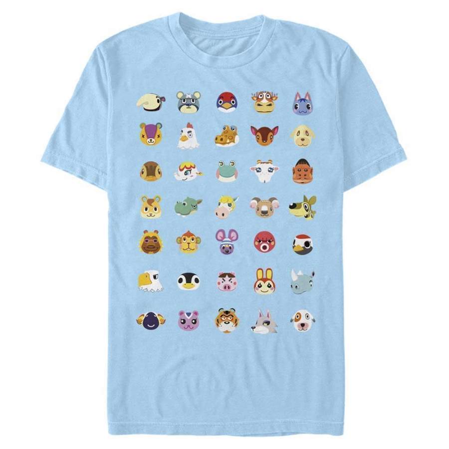 Animal Crossing Character Heads – Animal Crossing Nintendo T-Shirt, Light Blue