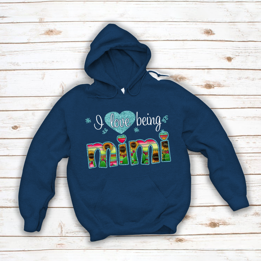 Personalized Grandma I Love Being Mimi Flower Hoodie