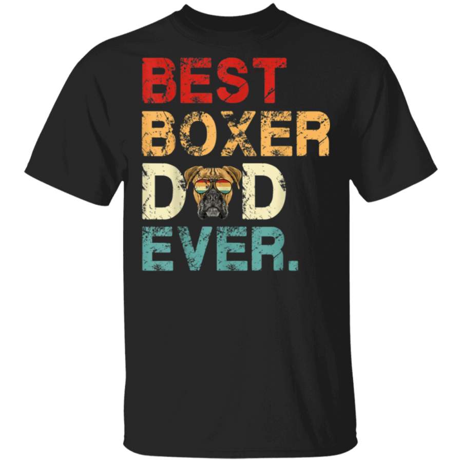 Mens Dog Lover Gift Vintage Best Dog Dad Ever Boxer T-Shirt