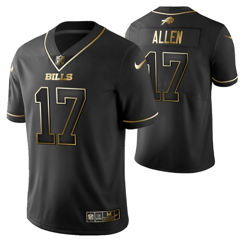 Buffalo Bills Josh Allen 17 2021 NFL Golden Brandedition Black Jersey Gift For Bills Fans