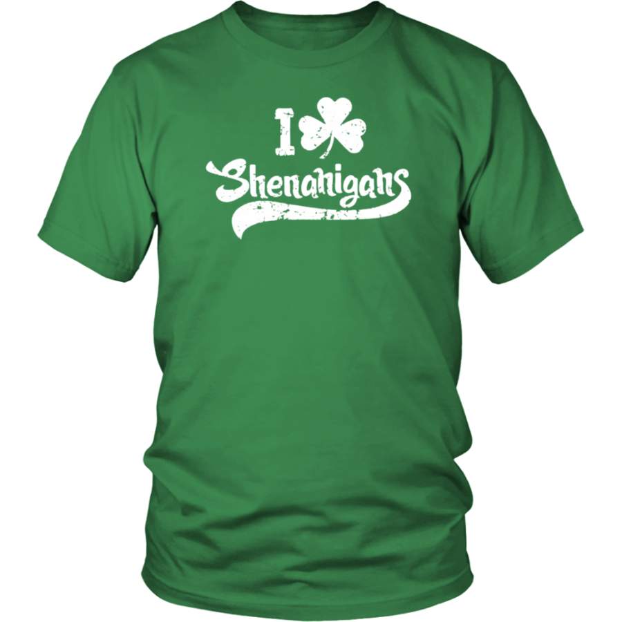 Vintage I Clover Shenanigans T-Shirt Funny Irish Shamrock