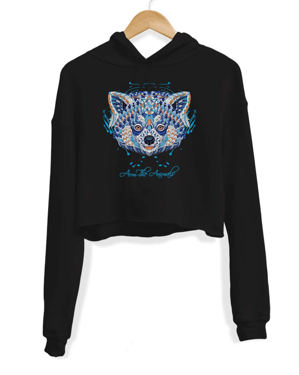 Women’S | Mandala Red Tail Panda | Crop Hoodie