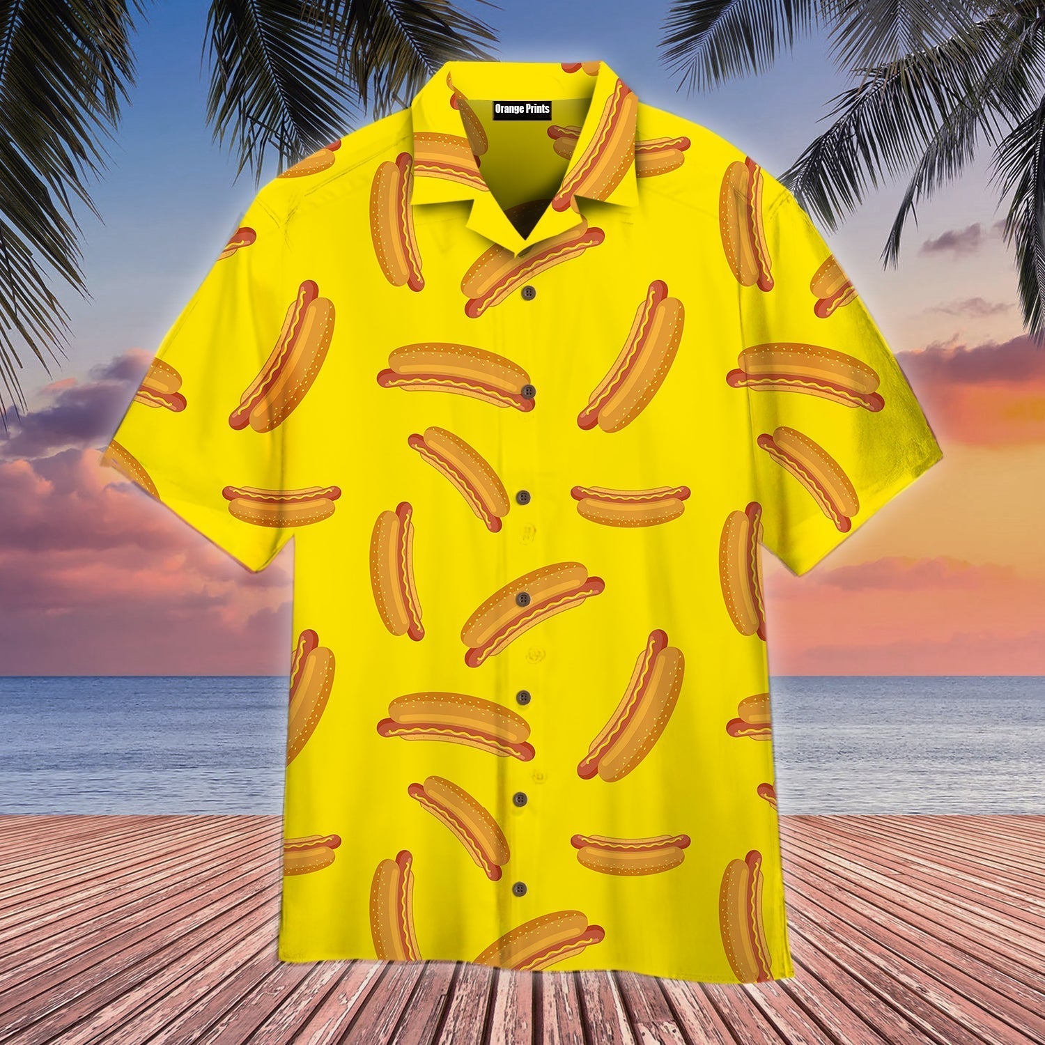 Hot Dog On Yellow Aloha Hawaii Shirts For Men Women Ha43139