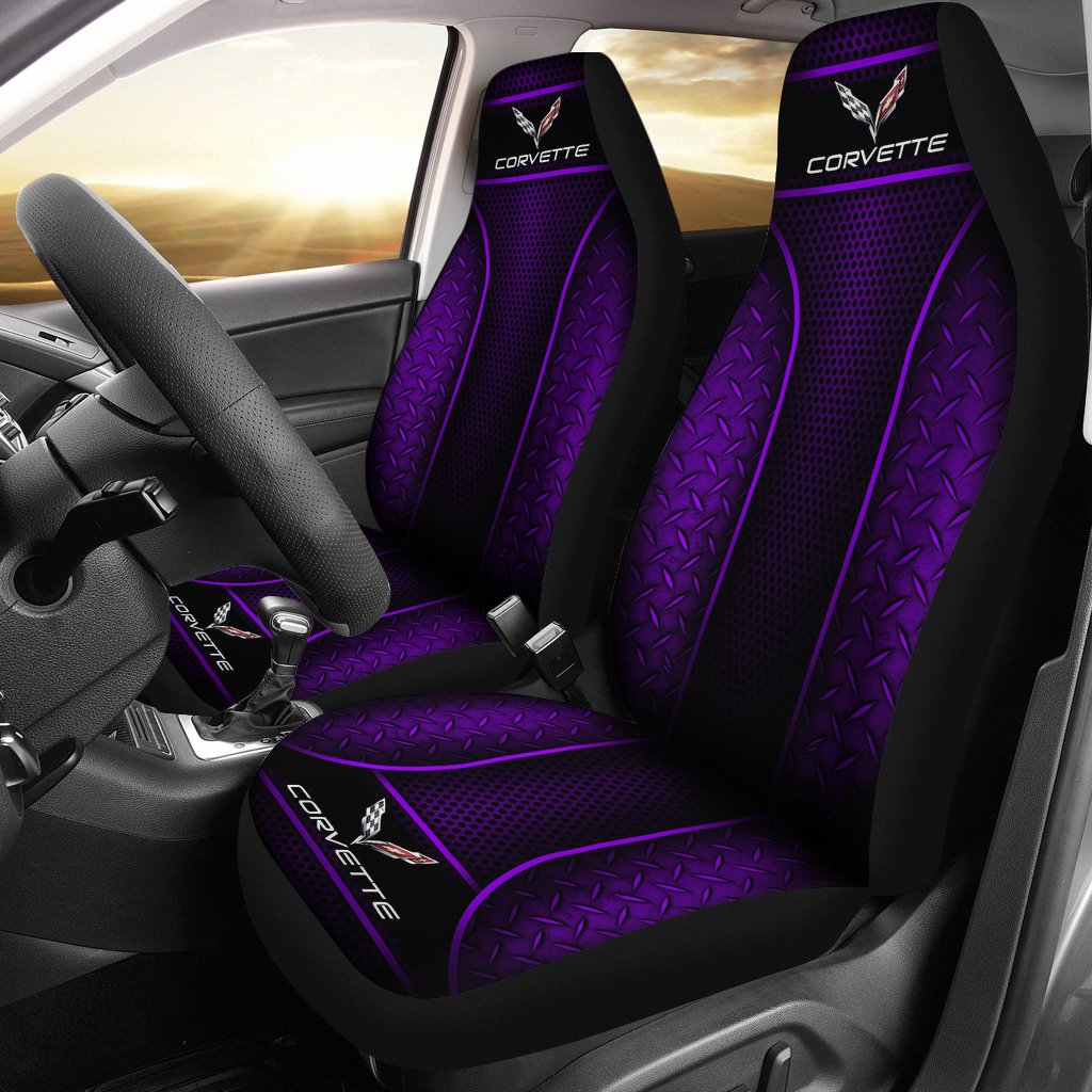 2 Front Corvette C7 Seat Covers Purple With Free Shipping