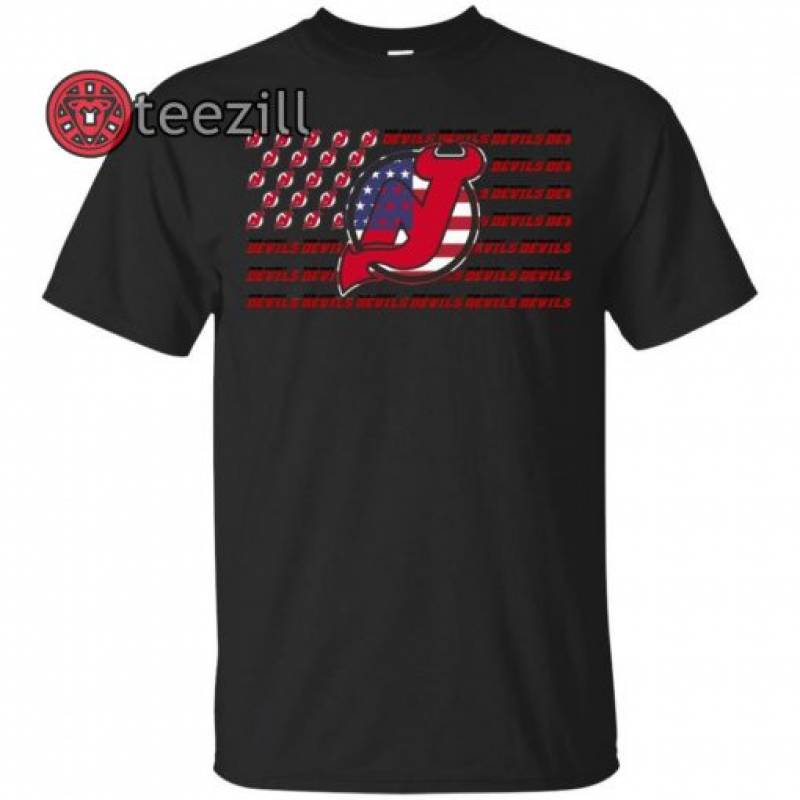 Men’s American Flag New Jersey Devils Shirt Hockey Fan Tshirt