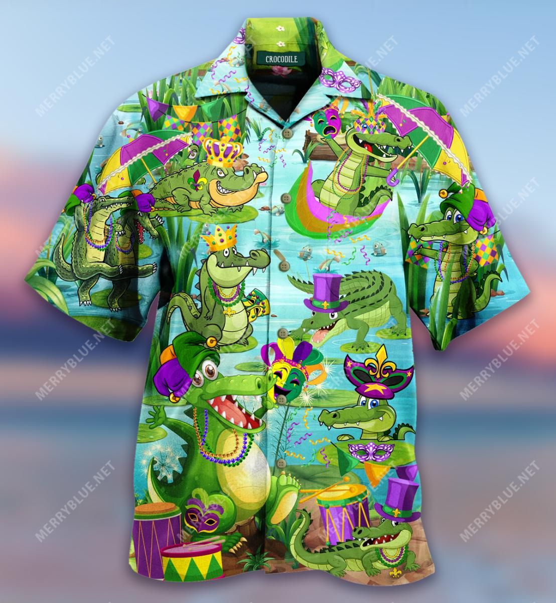 Alligators Funny Mardi Gras Aloha Hawaiian Shirt Colorful Short Sleeve Summer Beach Casual Shirt For Men And Women