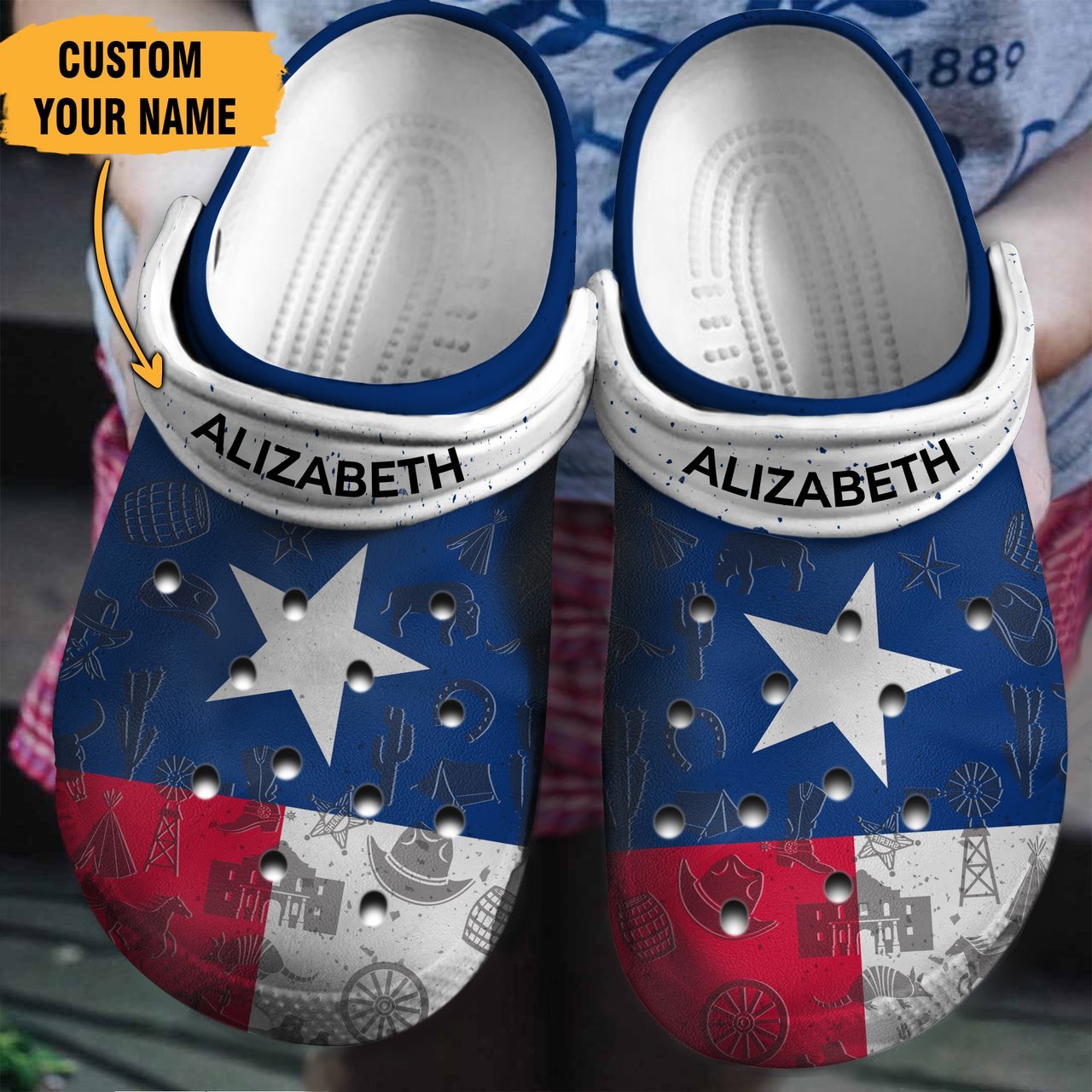 Texas Flag Gift For Fan Classic Water Rubber Crocs Crocband Clogs, Comfy Footwear