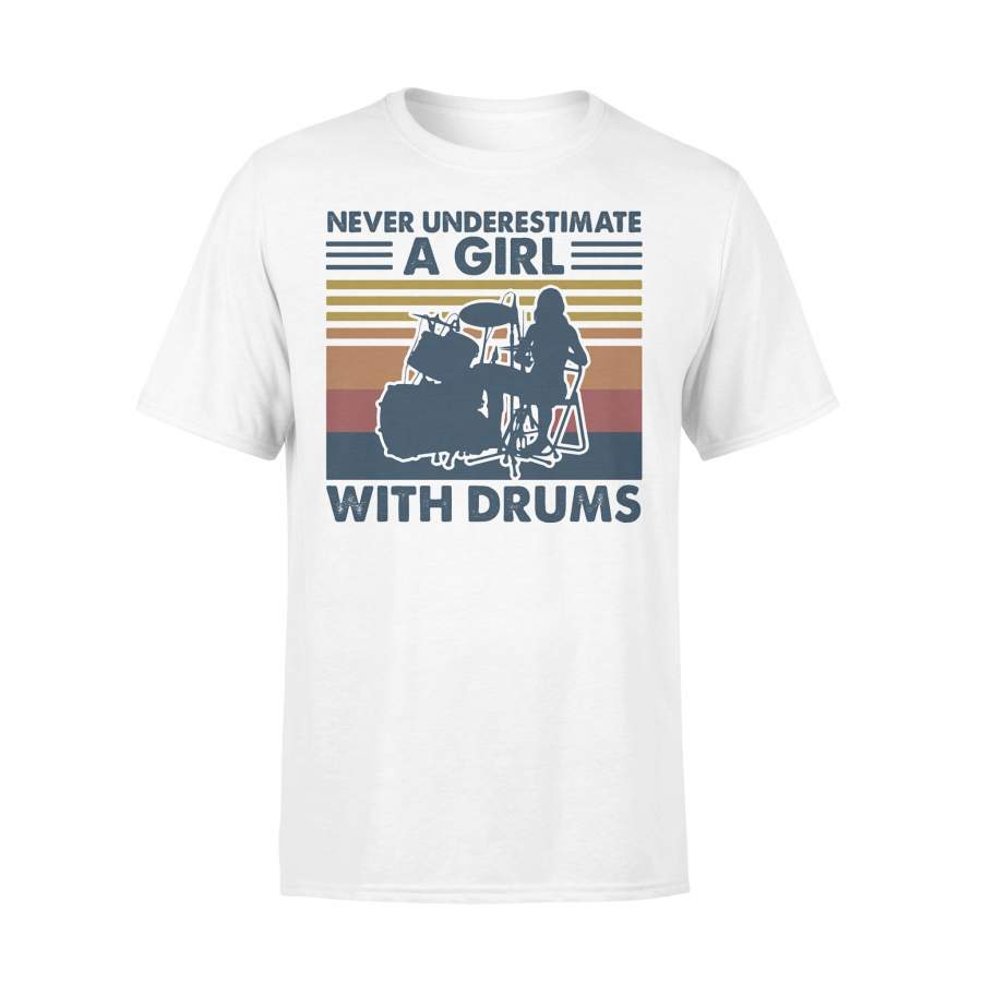 Never Underestimate A Girl With Drums Vintage T-shirt