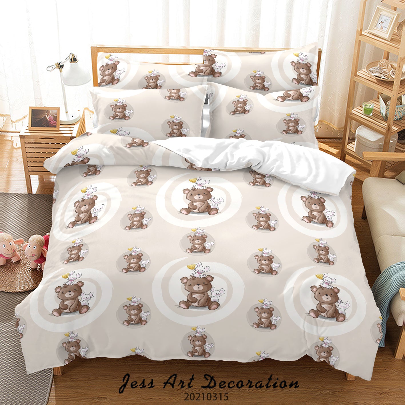 3D Cartoon Animal Bear Quilt Cover Set Bedding Set Duvet Cover Pillowcases 41