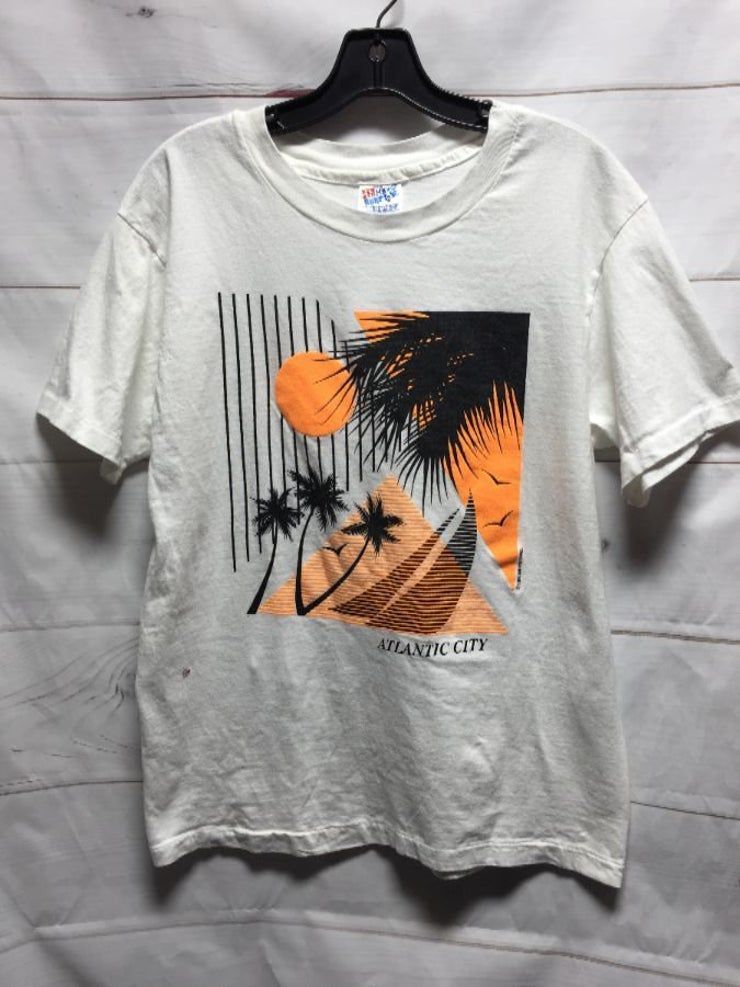 Cool 1980S Neon Atlantic City Palm Tree Sunset Graphic Shirt - Gochildhood