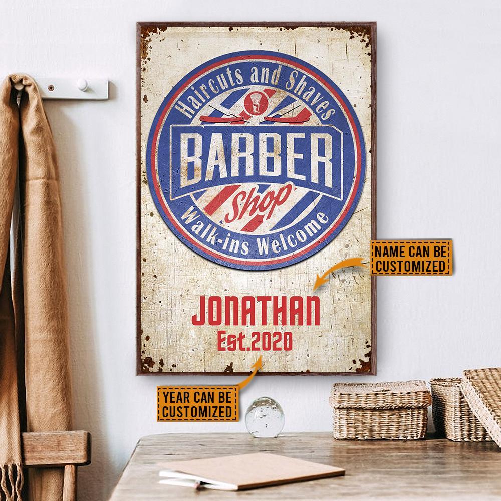 Aeticon Gifts Personalized Barber Shop Canvas Mom Dad Gift Home Decor