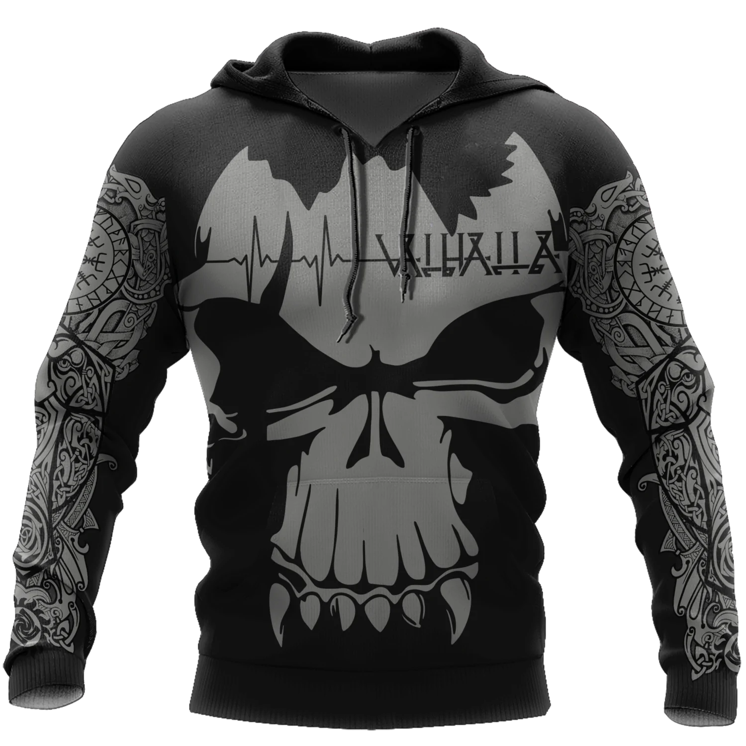 Viking Skull Unisex Hoodie, Black Skull Hoodies, Skull Hoodie To My Husband