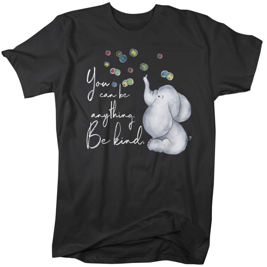 Men’s Autism Awareness Shirt Be Kind Autism Shirt Elephant Support Tee Puzzle Cute Shirts