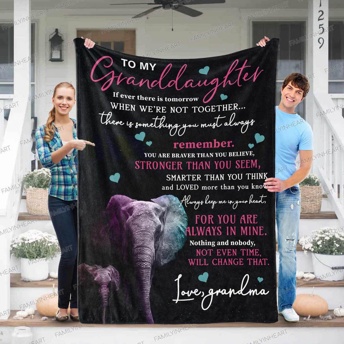 Personalized To My Granddaughter From Grandma You Are Braver Than You Believe Stronger Than You Seem Elephant Gift Sherpa Fleece Blanket