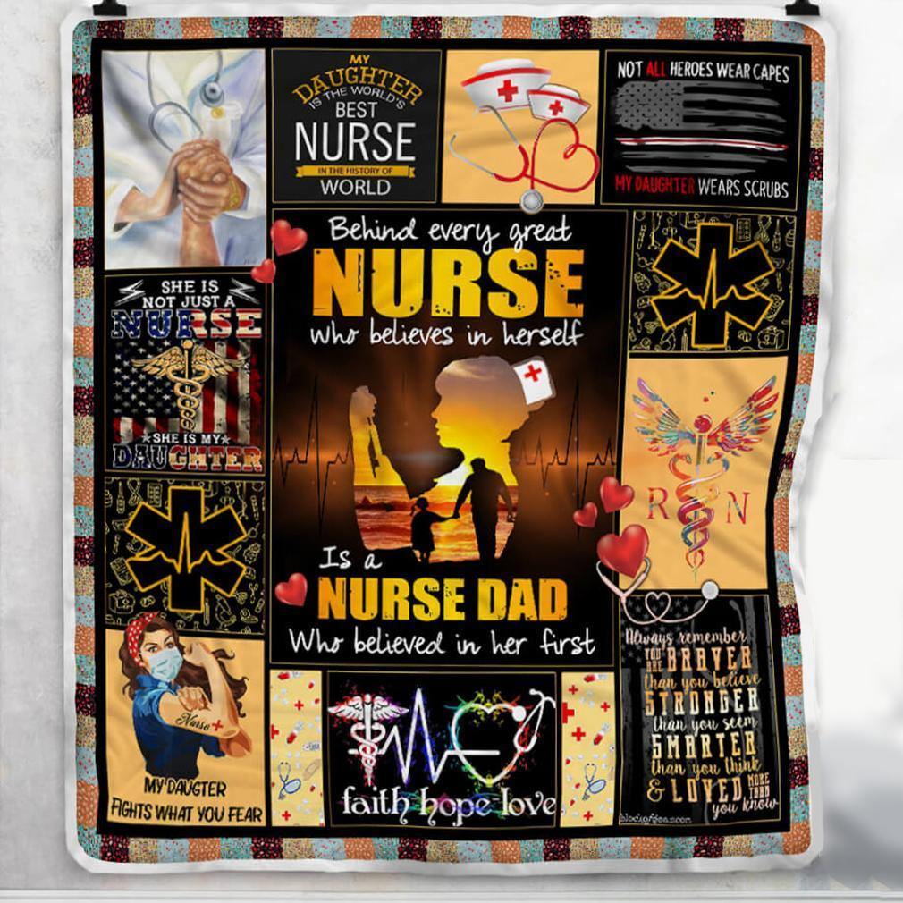 Behind Every Great Nurse Is A Nurse Dad –  Gift For Dad Home Decor Gift For Family – Sherpa Blanket Fleece Blanket